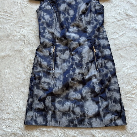 Michael Kors Blue Gray Abstract Print Fit & Flare Dress Size 4 - Picture 4 of 9